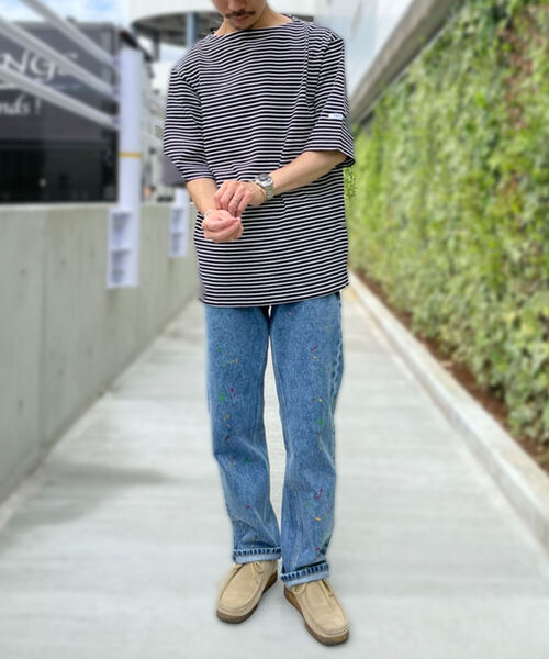 GLOSTER（グロスター）の「【新色追加】バスクシャツ ショートスリーブ（Tシャツ/カットソー・メンズ・ネイビー/オフホワイト/ホワイト×ブルー/ホワイト×ネイビー/ホワイト×イエロー/グリーン系その他3/ホワイト系その他6/ブラック系その他3・M/L/MEDIUM/LARGE）」の15枚目の写真