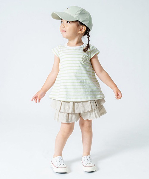 petit main（プティマイン）の「【オーガビッツ 接触冷感】編みモチーフTシャツ（Tシャツ/カットソー・キッズ・ブラック/ピンク/ライトグリーン/キナリ・80ｃｍ/90cm/110cm/100cm/120cm/130cm）」の3枚目の写真