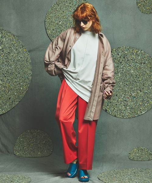 MAISON SPECIAL（メゾンスペシャル）の「《ユニセックスアイテム》マルチファブリック1タックイージーカラーワイドパンツ 【MAISON SPECIAL/メゾンスペシャル】（スラックス・メンズ・ブラック/グリーン/パープル/レッド/オフホワイト/ピンク・44/46/48）」の9枚目の写真