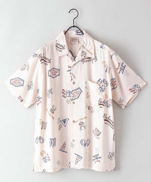 OUTDOOR PRODUCTS APPAREL（アウトドアプロダクツアパレル）の「レーヨンアロハ　レーヨン素材 オープンカラー（開襟） アロハシャツ（シャツ/ブラウス・メンズ・ホワイト/ブラック/ベージュ/ネイビー/サックスブルー/オレンジ・SMALL/MEDIUM/LARGE/X-LARGE）」の4枚目の写真