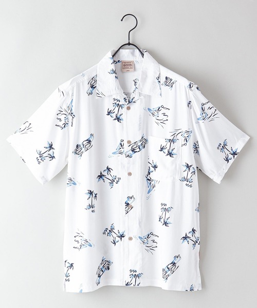 OUTDOOR PRODUCTS APPAREL（アウトドアプロダクツアパレル）の「レーヨンアロハ　レーヨン素材 オープンカラー（開襟） アロハシャツ（シャツ/ブラウス・メンズ・ホワイト/ブラック/ベージュ/ネイビー/サックスブルー/オレンジ・SMALL/MEDIUM/LARGE/X-LARGE）」の2枚目の写真