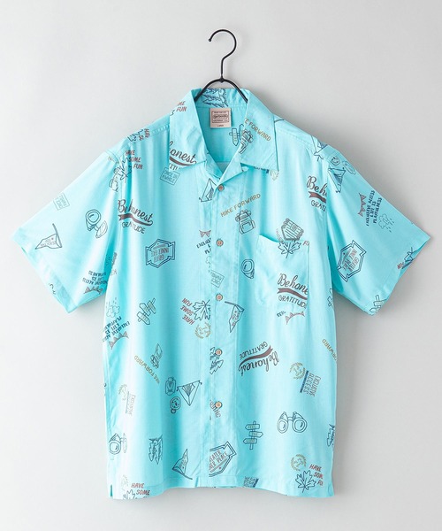 OUTDOOR PRODUCTS APPAREL（アウトドアプロダクツアパレル）の「レーヨンアロハ　レーヨン素材 オープンカラー（開襟） アロハシャツ（シャツ/ブラウス・メンズ・ホワイト/ブラック/ベージュ/ネイビー/サックスブルー/オレンジ・SMALL/MEDIUM/LARGE/X-LARGE）」の5枚目の写真