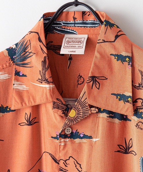 OUTDOOR PRODUCTS APPAREL（アウトドアプロダクツアパレル）の「レーヨンアロハ　レーヨン素材 オープンカラー（開襟） アロハシャツ（シャツ/ブラウス・メンズ・ホワイト/ブラック/ベージュ/ネイビー/サックスブルー/オレンジ・SMALL/MEDIUM/LARGE/X-LARGE）」の7枚目の写真