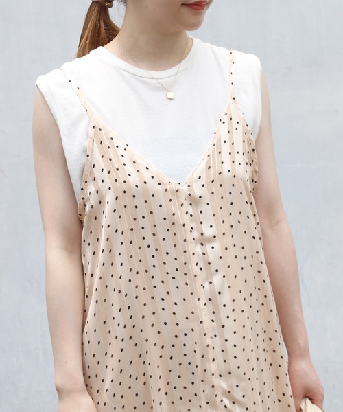 INCEDE（インシード）の「シアーランダムドットキャミワンピース（ワンピース・レディース・オフホワイト/ブラック・M/L/LL/3L/4L）」の6枚目の写真