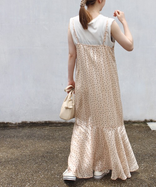 INCEDE（インシード）の「シアーランダムドットキャミワンピース（ワンピース・レディース・オフホワイト/ブラック・M/L/LL/3L/4L）」の3枚目の写真