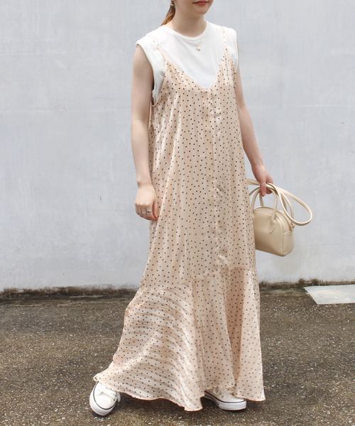 INCEDE（インシード）の「シアーランダムドットキャミワンピース（ワンピース・レディース・オフホワイト/ブラック・M/L/LL/3L/4L）」の9枚目の写真