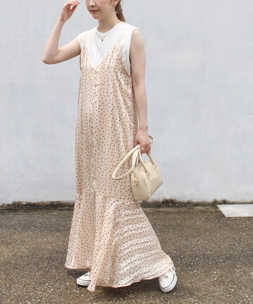 INCEDE（インシード）の「シアーランダムドットキャミワンピース（ワンピース・レディース・オフホワイト/ブラック・M/L/LL/3L/4L）」の8枚目の写真