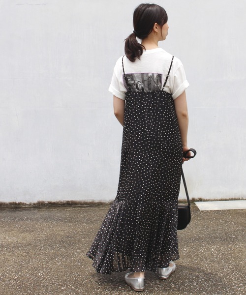INCEDE（インシード）の「シアーランダムドットキャミワンピース（ワンピース・レディース・オフホワイト/ブラック・M/L/LL/3L/4L）」の12枚目の写真