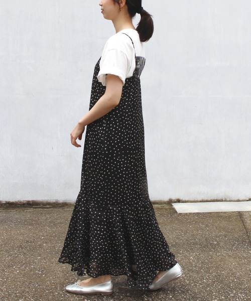 INCEDE（インシード）の「シアーランダムドットキャミワンピース（ワンピース・レディース・オフホワイト/ブラック・M/L/LL/3L/4L）」の11枚目の写真