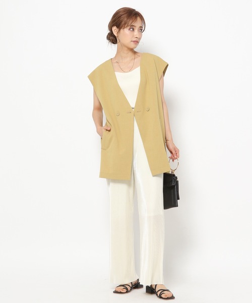 mysty woman（ミスティウーマン）の「ノーカラーベストジャケット 958368（ノーカラージャケット・レディース・イエロー/アイボリー/モカ・FREE）」の7枚目の写真
