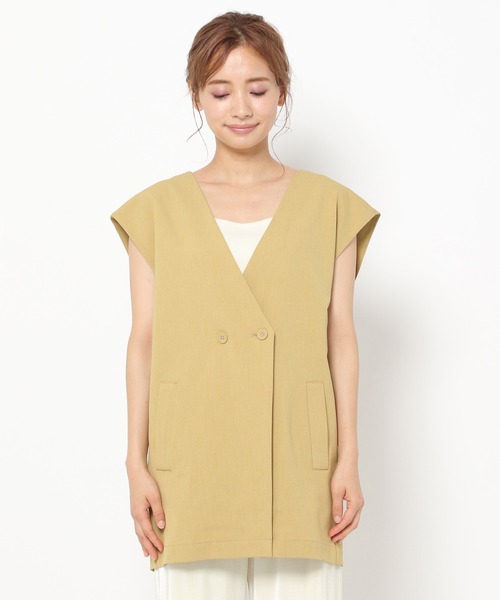 mysty woman（ミスティウーマン）の「ノーカラーベストジャケット 958368（ノーカラージャケット・レディース・イエロー/アイボリー/モカ・FREE）」の12枚目の写真