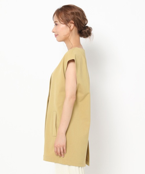 mysty woman（ミスティウーマン）の「ノーカラーベストジャケット 958368（ノーカラージャケット・レディース・イエロー/アイボリー/モカ・FREE）」の13枚目の写真