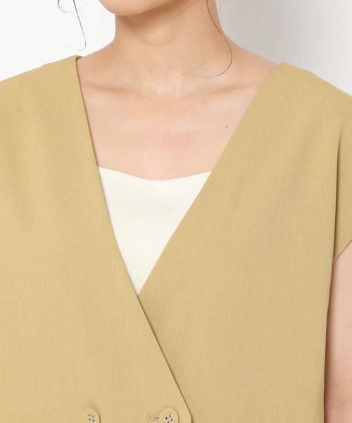 mysty woman（ミスティウーマン）の「ノーカラーベストジャケット 958368（ノーカラージャケット・レディース・イエロー/アイボリー/モカ・FREE）」の15枚目の写真