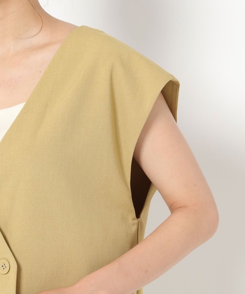 mysty woman（ミスティウーマン）の「ノーカラーベストジャケット 958368（ノーカラージャケット・レディース・イエロー/アイボリー/モカ・FREE）」の16枚目の写真