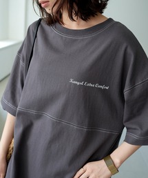 KANGOL EXTRA COMFORT | ステッチ刺繍　ラウンドヘム切替チュニック(チュニック)