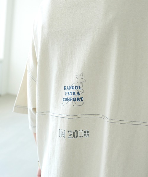 KANGOL EXTRA COMFORT（カンゴールエクストラコンフォート）の「ステッチ刺繍　ラウンドヘム切替チュニック（チュニック・レディース・チャコールグレー/ライトグリーン/ライトベージュ・LL/M/L）」の15枚目の写真