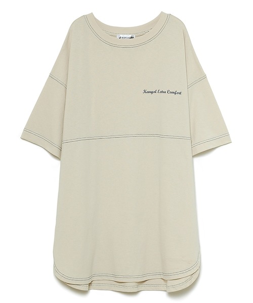 KANGOL EXTRA COMFORT（カンゴールエクストラコンフォート）の「ステッチ刺繍　ラウンドヘム切替チュニック（チュニック・レディース・チャコールグレー/ライトグリーン/ライトベージュ・LL/M/L）」の21枚目の写真