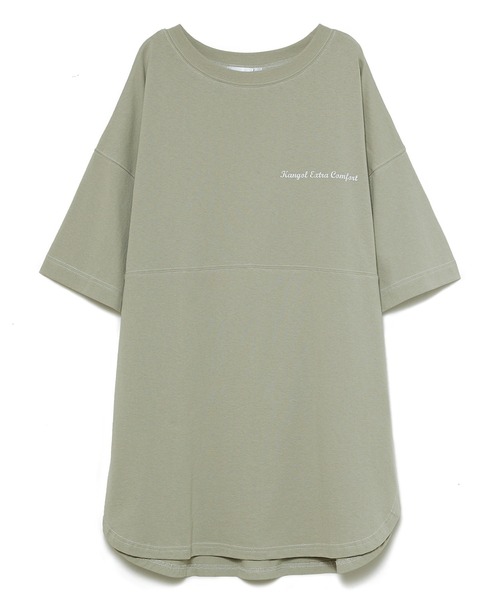 KANGOL EXTRA COMFORT（カンゴールエクストラコンフォート）の「ステッチ刺繍　ラウンドヘム切替チュニック（チュニック・レディース・チャコールグレー/ライトグリーン/ライトベージュ・LL/M/L）」の22枚目の写真