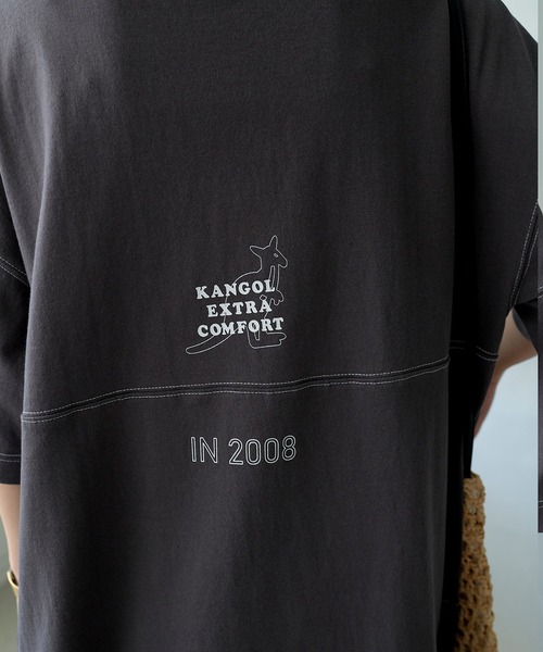 KANGOL EXTRA COMFORT（カンゴールエクストラコンフォート）の「ステッチ刺繍　ラウンドヘム切替チュニック（チュニック・レディース・チャコールグレー/ライトグリーン/ライトベージュ・LL/M/L）」の20枚目の写真