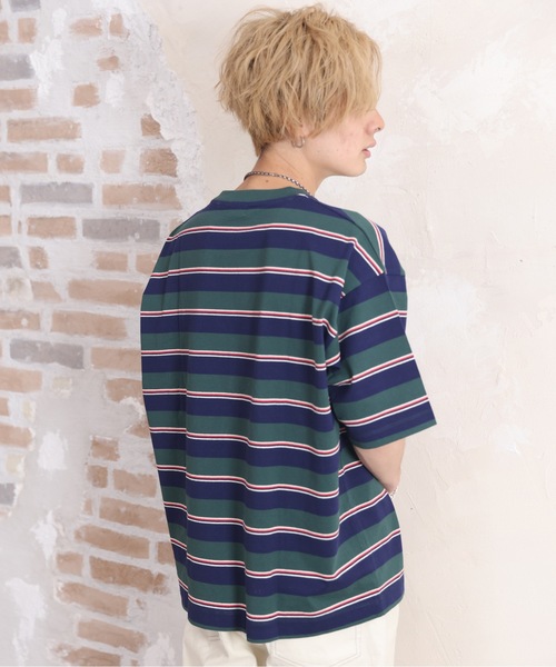 ACE SHOP(エースショップ)の「レトロボーダーtee(Tシャツ/カットソー・メンズ・アイボリー/ネイビー・FREE)」の4枚目の写真