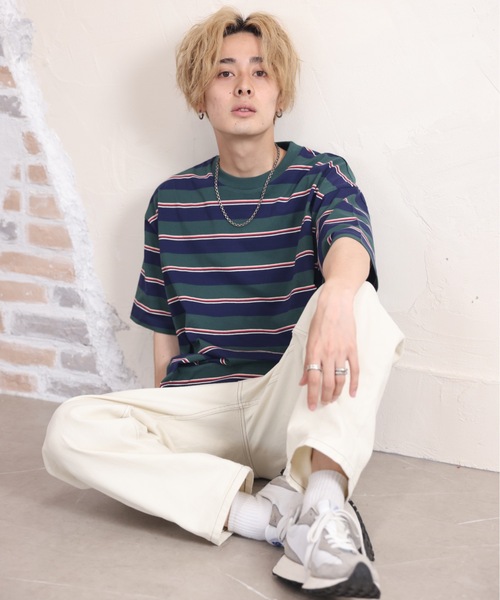 ACE SHOP(エースショップ)の「レトロボーダーtee(Tシャツ/カットソー・メンズ・アイボリー/ネイビー・FREE)」の5枚目の写真