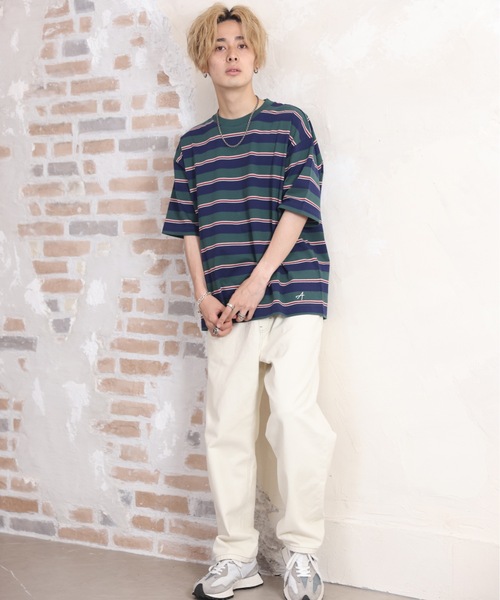 ACE SHOP(エースショップ)の「レトロボーダーtee(Tシャツ/カットソー・メンズ・アイボリー/ネイビー・FREE)」の6枚目の写真