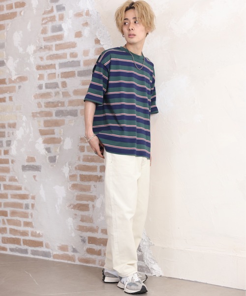 ACE SHOP(エースショップ)の「レトロボーダーtee(Tシャツ/カットソー・メンズ・アイボリー/ネイビー・FREE)」の7枚目の写真