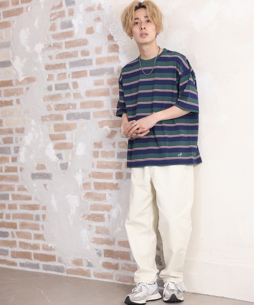 ACE SHOP(エースショップ)の「レトロボーダーtee(Tシャツ/カットソー・メンズ・アイボリー/ネイビー・FREE)」の8枚目の写真