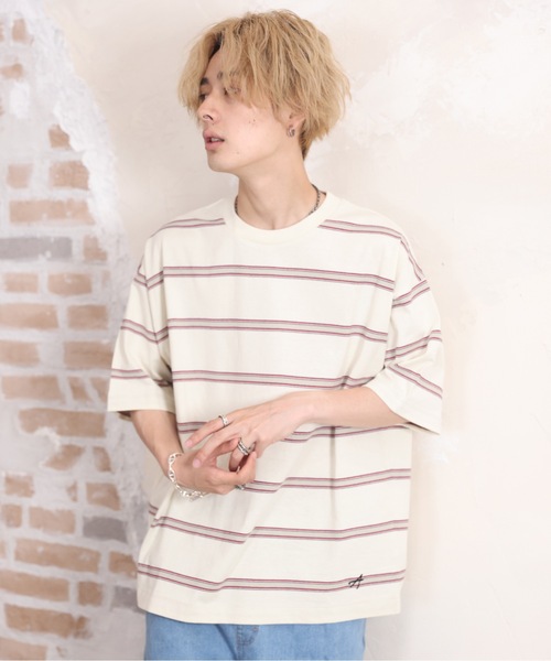 ACE SHOP(エースショップ)の「レトロボーダーtee(Tシャツ/カットソー・メンズ・アイボリー/ネイビー・FREE)」の13枚目の写真