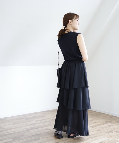 UNFIELD(アンフィールド)の「【UNFIELD シフォンティアードフリルスカート】(スカート・レディース・ブラック/アイボリー/モカ・FREE)」の19枚目の写真