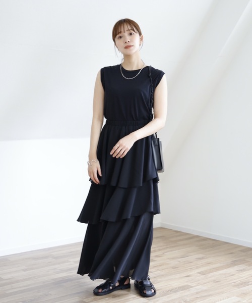 UNFIELD(アンフィールド)の「【UNFIELD シフォンティアードフリルスカート】(スカート・レディース・ブラック/アイボリー/モカ・FREE)」の20枚目の写真