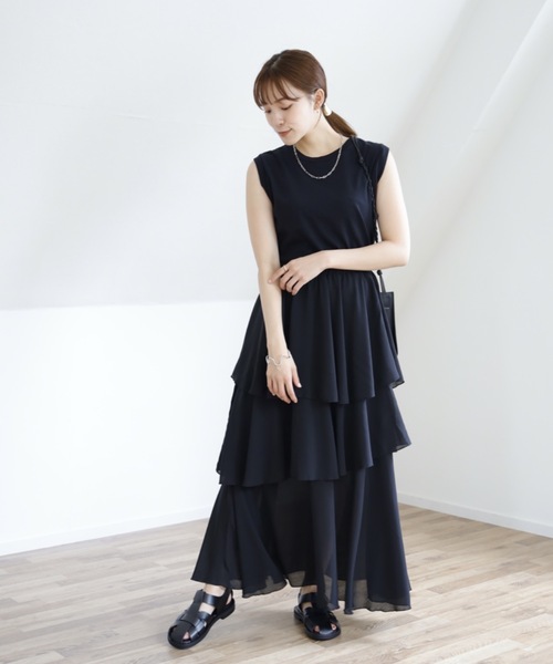 UNFIELD(アンフィールド)の「【UNFIELD シフォンティアードフリルスカート】(スカート・レディース・ブラック/アイボリー/モカ・FREE)」の21枚目の写真