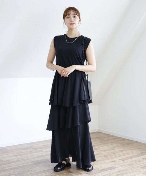 UNFIELD(アンフィールド)の「【UNFIELD シフォンティアードフリルスカート】(スカート・レディース・ブラック/アイボリー/モカ・FREE)」の15枚目の写真