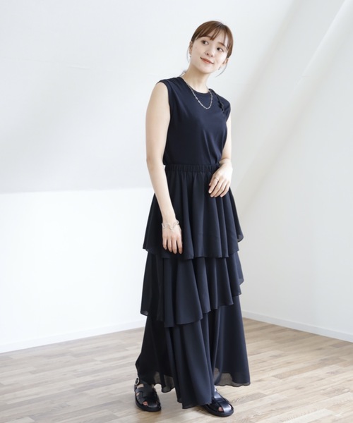 UNFIELD(アンフィールド)の「【UNFIELD シフォンティアードフリルスカート】(スカート・レディース・ブラック/アイボリー/モカ・FREE)」の16枚目の写真