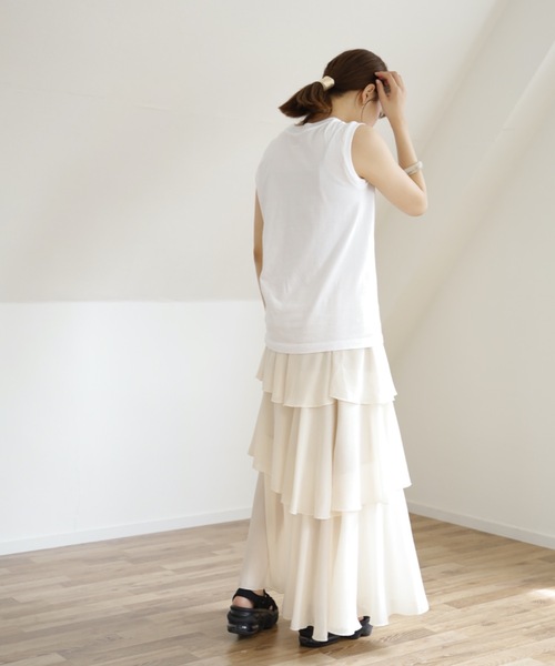 UNFIELD(アンフィールド)の「【UNFIELD シフォンティアードフリルスカート】(スカート・レディース・ブラック/アイボリー/モカ・FREE)」の9枚目の写真