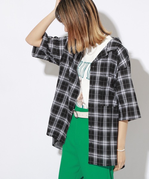 PBLIM（ページボーイリム）の「【PAGEBOYLIM】オンブレチェックシャツ（シャツ/ブラウス・レディース・ホワイト系その他/ブラック系その他・MEDIUM/LARGE）」の10枚目の写真