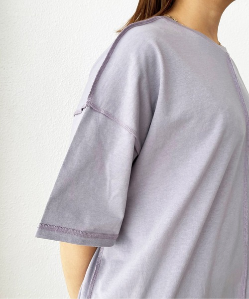 Shelly island（シェリーアイランド）の「ビッグシルエットステッチカットソー（Tシャツ/カットソー・レディース・ホワイト/チャコールグレー/パープル・FREE）」の10枚目の写真