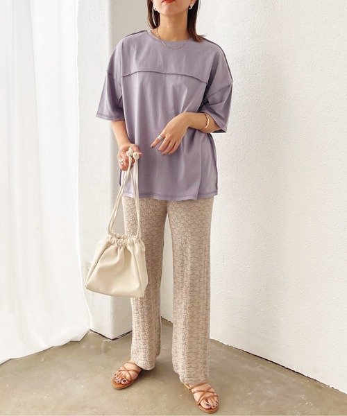 Shelly island（シェリーアイランド）の「ビッグシルエットステッチカットソー（Tシャツ/カットソー・レディース・ホワイト/チャコールグレー/パープル・FREE）」の12枚目の写真