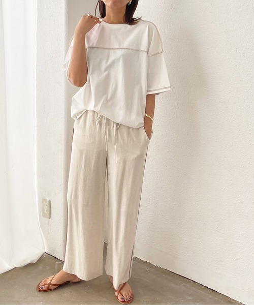 Shelly island（シェリーアイランド）の「ビッグシルエットステッチカットソー（Tシャツ/カットソー・レディース・ホワイト/チャコールグレー/パープル・FREE）」の4枚目の写真