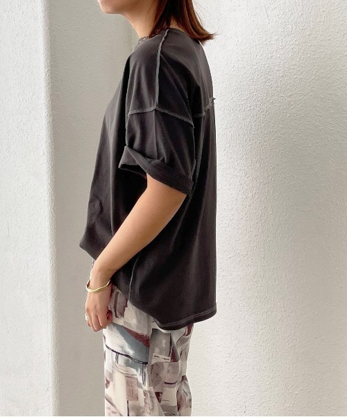 Shelly island（シェリーアイランド）の「ビッグシルエットステッチカットソー（Tシャツ/カットソー・レディース・ホワイト/チャコールグレー/パープル・FREE）」の6枚目の写真