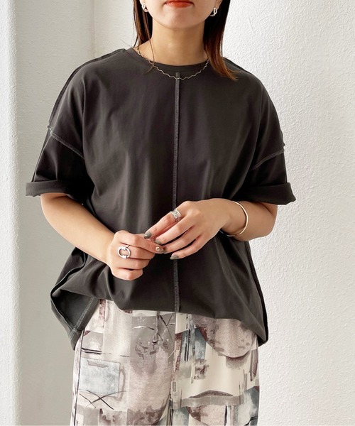 Shelly island（シェリーアイランド）の「ビッグシルエットステッチカットソー（Tシャツ/カットソー・レディース・ホワイト/チャコールグレー/パープル・FREE）」の7枚目の写真