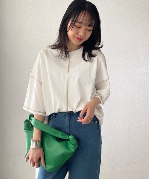 Shelly island（シェリーアイランド）の「ビッグシルエットステッチカットソー（Tシャツ/カットソー・レディース・ホワイト/チャコールグレー/パープル・FREE）」の16枚目の写真