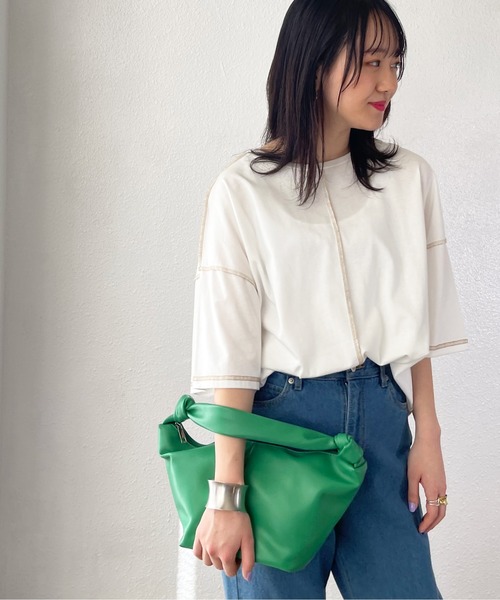 Shelly island（シェリーアイランド）の「ビッグシルエットステッチカットソー（Tシャツ/カットソー・レディース・ホワイト/チャコールグレー/パープル・FREE）」の17枚目の写真