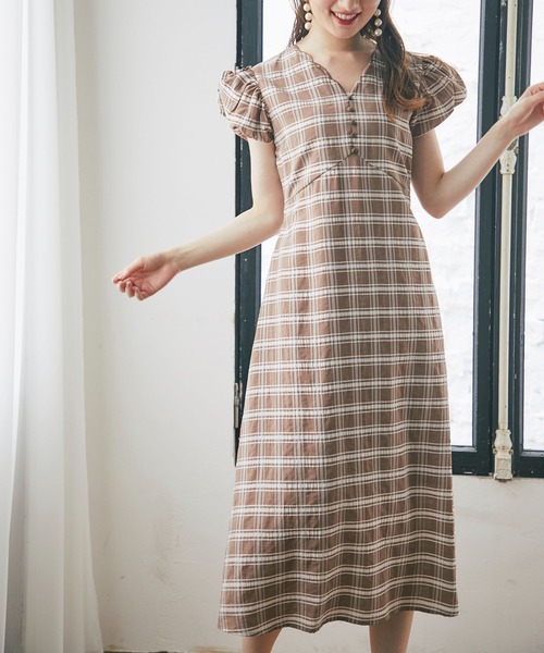 セール ウエストりぼん付き飾り釦装飾スカラネックチェック柄ワンピース Tocco Closet Luxe ワンピース Tocco Closet トッコ クローゼット のファッション通販 Zozotown