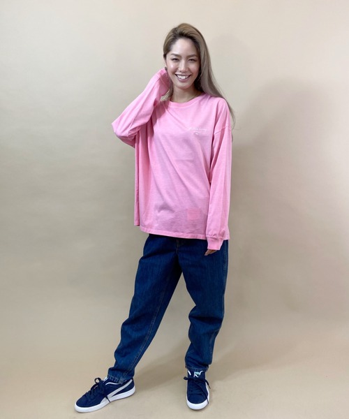 BILLABONG（ビラボン）の「BILLABONG/ビラボン ビッグシルエット バックプリントロンT BB014-052（Tシャツ/カットソー・レディース・ホワイト/ピンク/ブラウン/ブラック・M/L）」の12枚目の写真