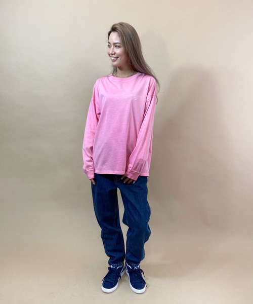 BILLABONG（ビラボン）の「BILLABONG/ビラボン ビッグシルエット バックプリントロンT BB014-052（Tシャツ/カットソー・レディース・ホワイト/ピンク/ブラウン/ブラック・M/L）」の8枚目の写真