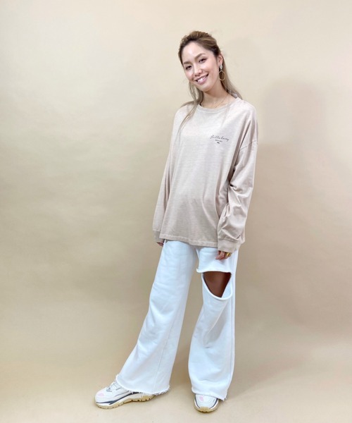 BILLABONG（ビラボン）の「BILLABONG/ビラボン ビッグシルエット バックプリントロンT BB014-052（Tシャツ/カットソー・レディース・ホワイト/ピンク/ブラウン/ブラック・M/L）」の18枚目の写真