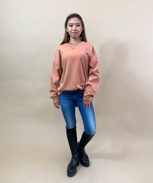 BILLABONG（ビラボン）の「BILLABONG/ビラボン ビッグシルエット バックプリントロンT BB014-052（Tシャツ/カットソー・レディース・ホワイト/ピンク/ブラウン/ブラック・M/L）」の22枚目の写真