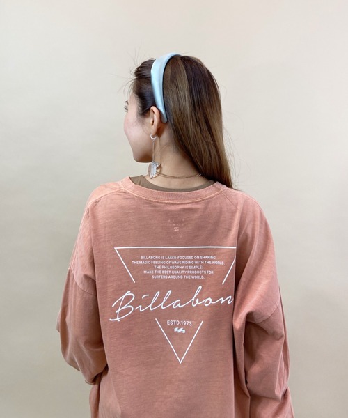 BILLABONG（ビラボン）の「BILLABONG/ビラボン ビッグシルエット バックプリントロンT BB014-052（Tシャツ/カットソー・レディース・ホワイト/ピンク/ブラウン/ブラック・M/L）」の20枚目の写真