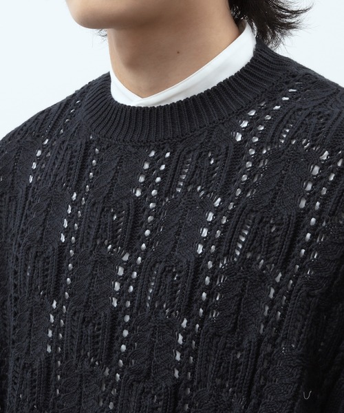 unlow（アンロー）の「透かし編みショートニットベスト（ニット/セーター・メンズ・ブラック/ブルー・FREE）」の16枚目の写真